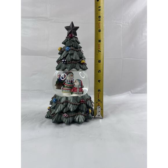 Retired San Francisco Music Box Snow Globe Christmas Tree Snowman Family 12" - Picture 10 of 10